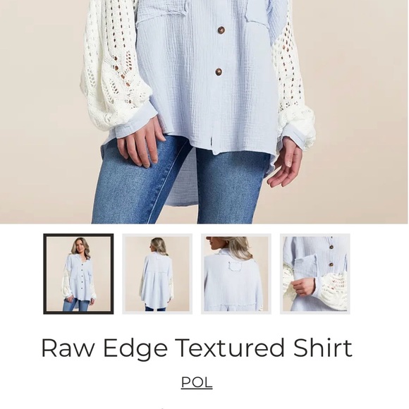 POL Blue Raw Edge Textured Shirt - Picture 12 of 12
